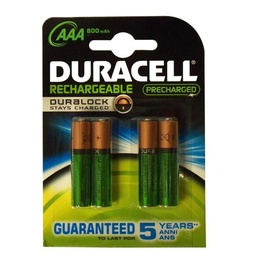 [8065] Duracell DX2400 - AAA oplaadbare NiMh batterij, 800 mAh, set = 4 stuks[10.0](13.96)