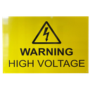 AP-Line Warning Sign, High Voltage, Two-sided; front: English, back: Somali , 110 x 80 cm, Dibond 3 mm