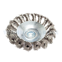 Conische Wielborstel, getordeerd met moer, 100 mm dia, M14 draad, roestvrij staal, IMPA 592077