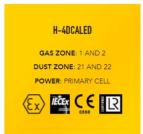 Wolf H-4DCALED, Explosieveilig handlamp, ATEX gecertificeerd voor zone 1 & 2, Ledlamp, IMPA 330607