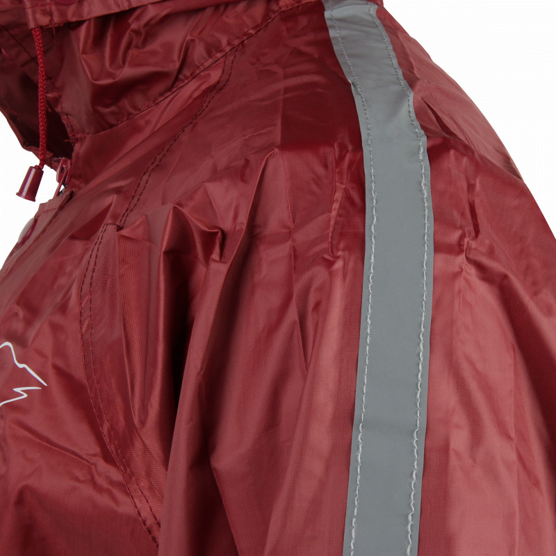 C-Line tweedelig regenpak met capuchon, Bordeaux rood met reflectie strepen, Polyerster/PVC, Volwassen maat S