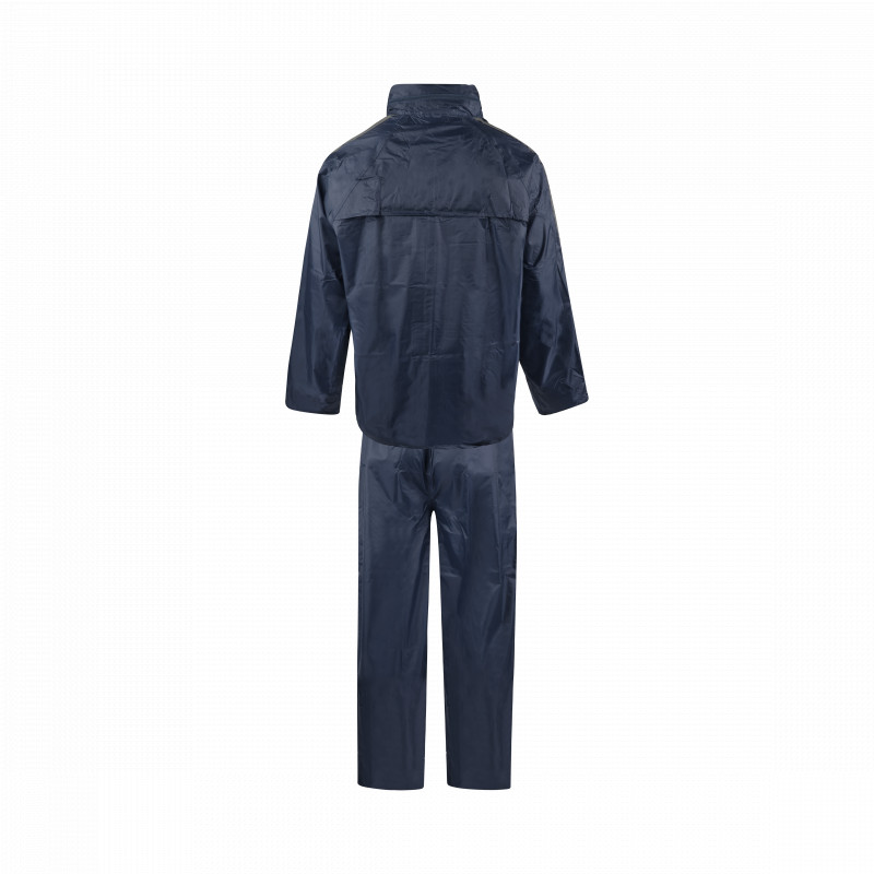 C-Line tweedelig regenpak met capuchon, Donker blauw met reflectie strepen, Polyerster/PVC, Volwassen maat XXL, IMPA 190414