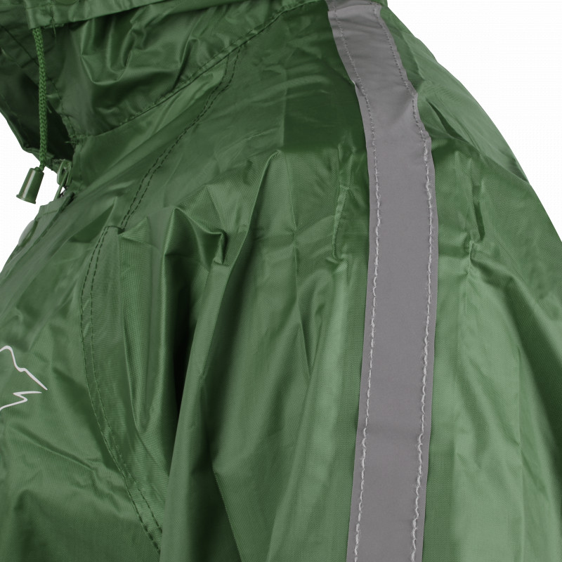 C-Line tweedelig regenpak met capuchon, Groen met reflectie strepen, Polyerster/PVC, Kinder maat 158/164