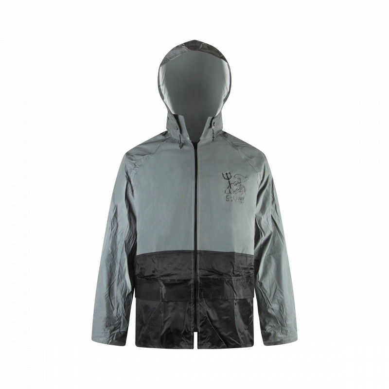 C-Line tweedelig regenpak met capuchon, Reflectie jas met zwarte broek, Polyerster/PVC, Volwassen maat XXL