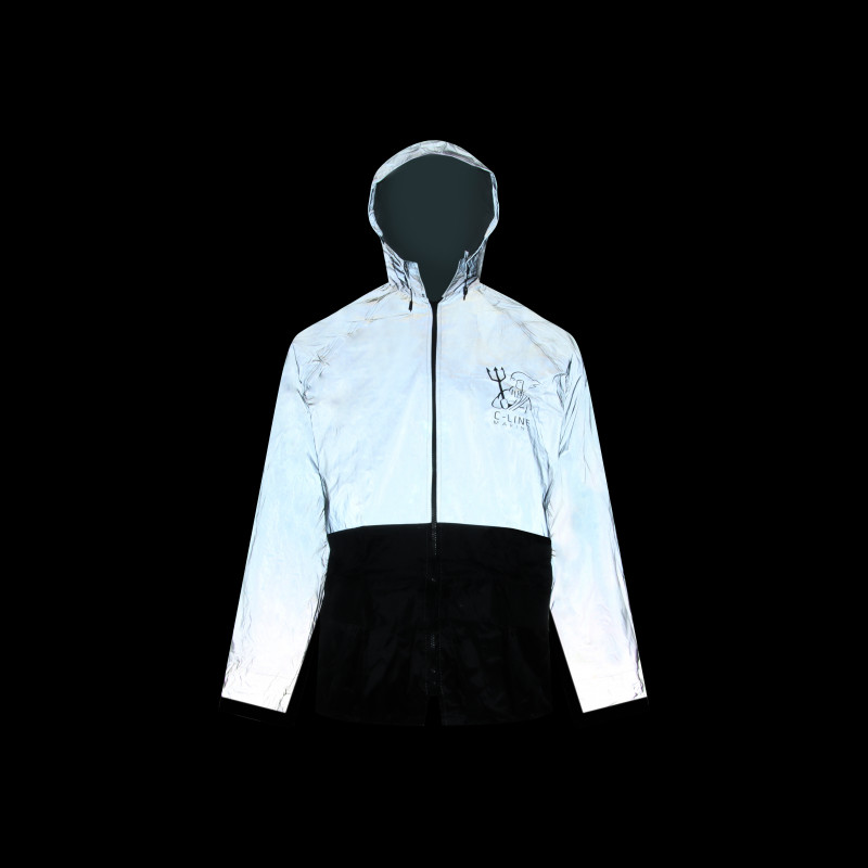 C-Line tweedelig regenpak met capuchon, Reflectie jas met zwarte broek, Polyerster/PVC, Volwassen maat XXXXL