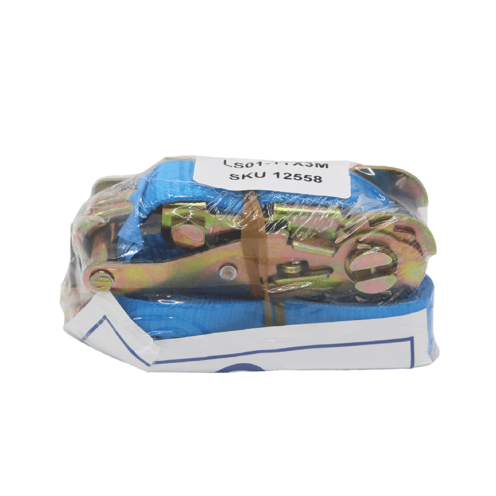 TETRA TCS-010-3, Spanband met ratel, twee-delig met J-haken, breedte 25mm, Maximale belasting 1T, Lengte 3 m, EN12195-2