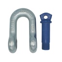 TETRA TSS-250, D-Sluiting met borstbout, Straight shackle, WLL 25T, SF 6:1, D-Type (G-210, S-210), Blauwe pin, IMPA 234114