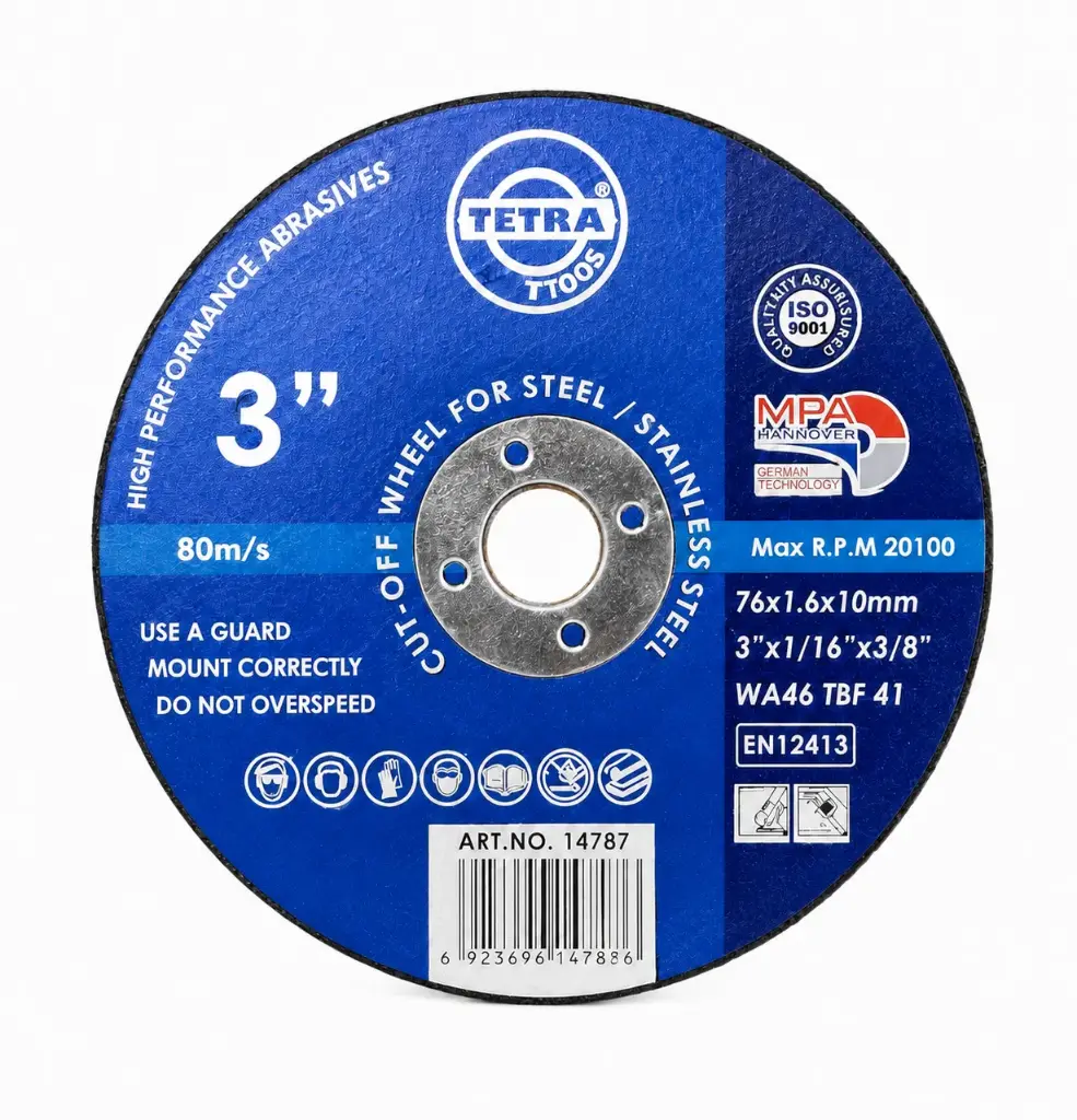 TETRA Resinoid Cut-off wheel, 76 x 1,6 x 10 mm, for steel and SS IMPA 614851