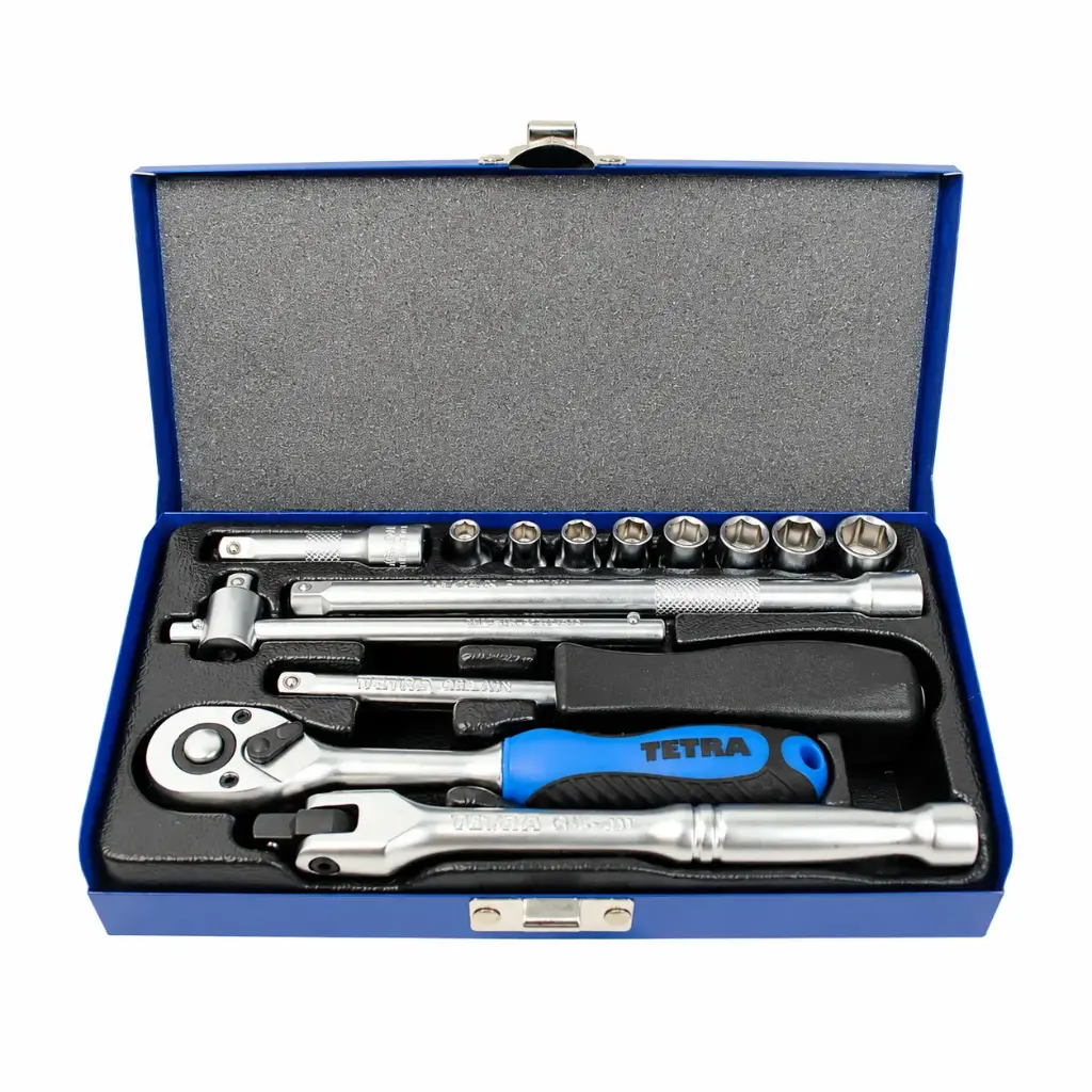 TETRA Wrench Socket set WITH TOOLS. 1/2" 20-pcs. 12-Point. 9, 10, 12, 13, 14, 15, 16, 17, 18,  19, 21, 23, 26, 29, 32mm. IMPA 610127