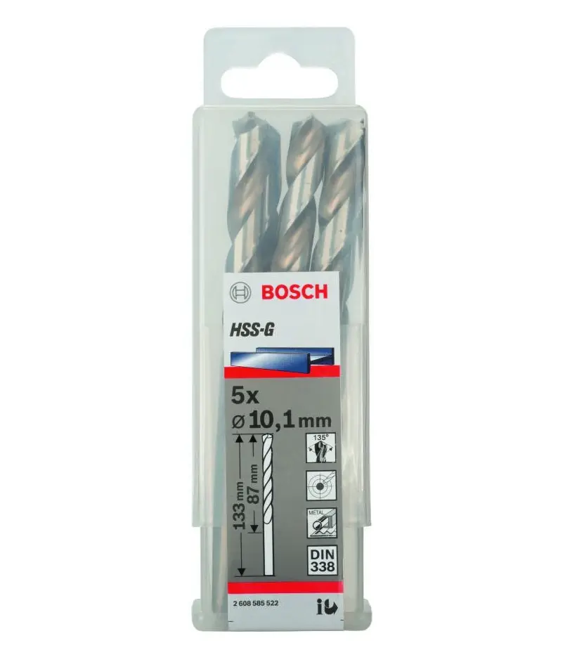 Bosch Metaalboor HSS-Cobalt 5% DIN338. 10MM, Set a 5 stuks