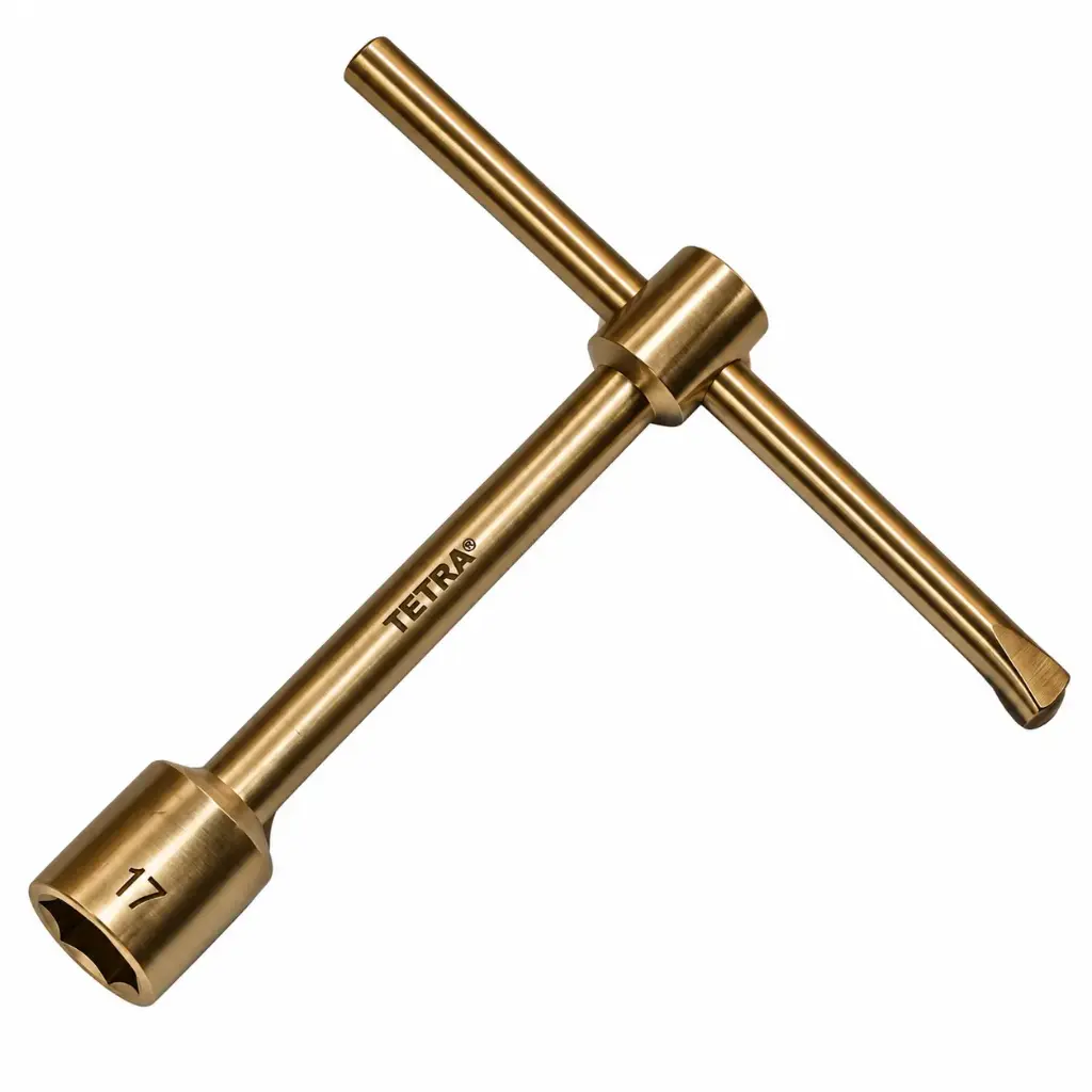 TETRA 6-point socket wrench / box wrench, 17mm, with adjustable T-handle. 170mm. Non-sparking Aluminum-Bronze.  IMPA 615571