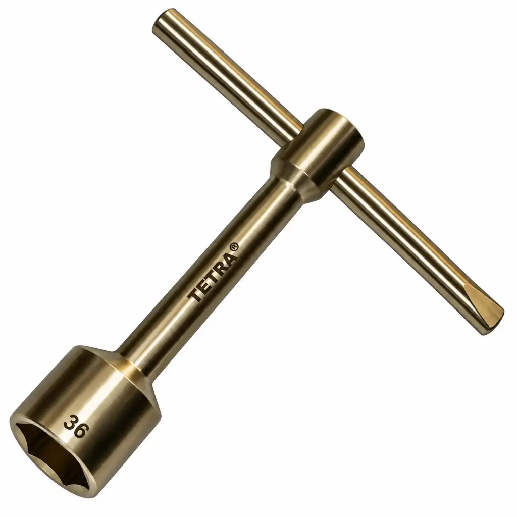 TETRA 6-point socket wrench / box wrench, 36mm, with adjustable T-handle. 200mm. Non-sparking Aluminum-Bronze.  IMPA 615569