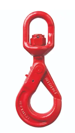 Swivel eye safety hook with latch lock, Steel, WLL 2.0t Grade 80, EN 1677 IMPA 231262