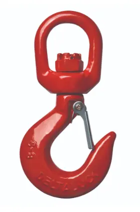 Swivel eye cargo hook with latch lock, Steel, WLL 3,15t Grade 80, EN 1677 IMPA 231254