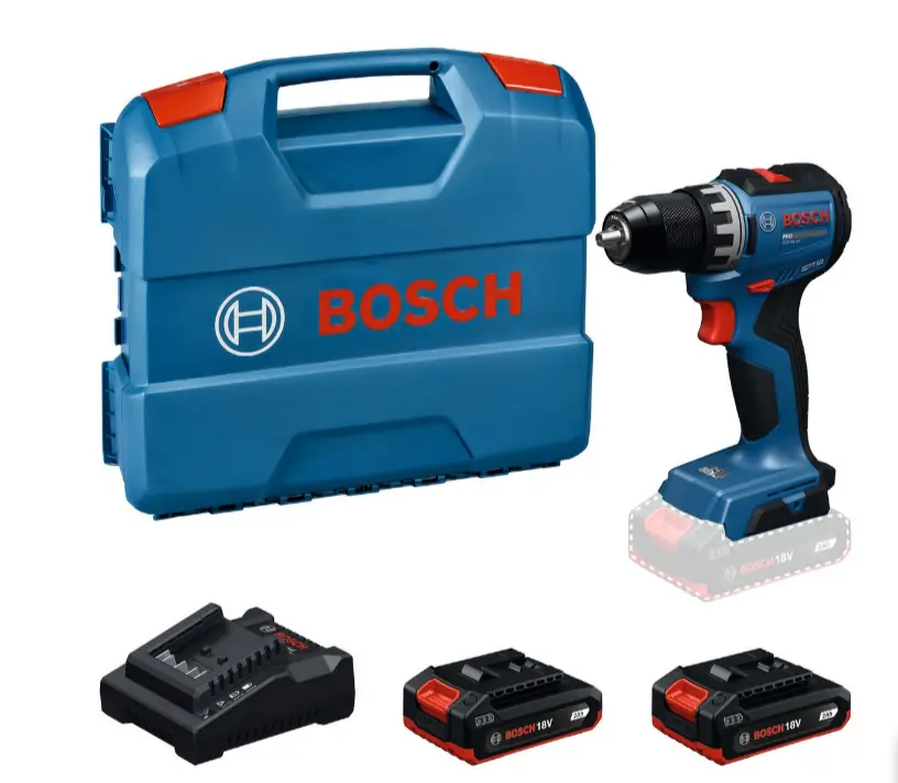 Bosch PRO GSR 18 V-52, Rechargeable Drill, in plastic box, with charger and 2 x 2,0 Ah battery, IMPA 590906, UN 3481