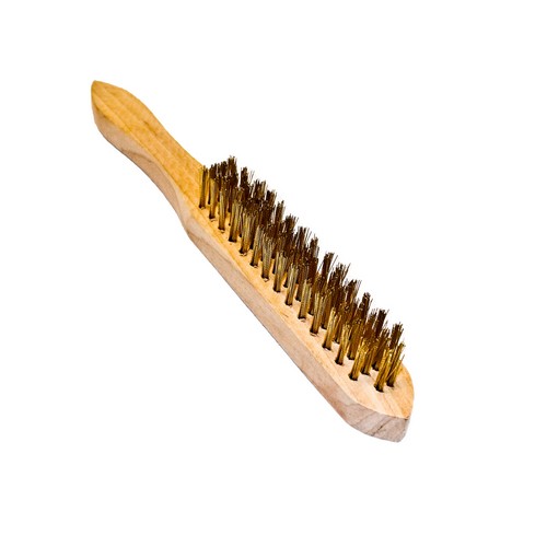 Straight Handled Wire Brush, Brass Plated Steel Wires, 235 mm, 4 x 20 Rows, IMPA 510667