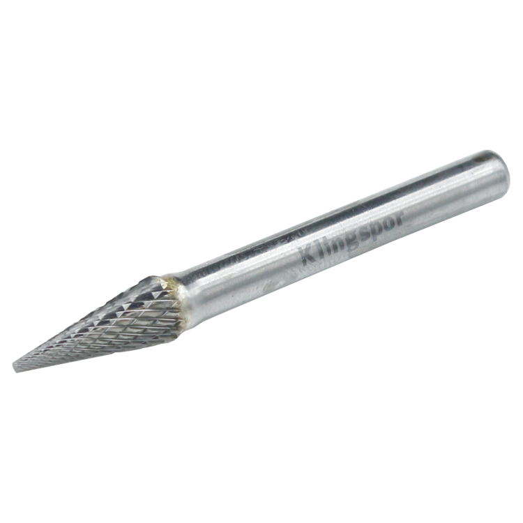 Hardmetalen stiftfrees, kegel vorm (H61), schacht 6 mm, blad 8 mm, lengte 63 mm, IMPA 632561