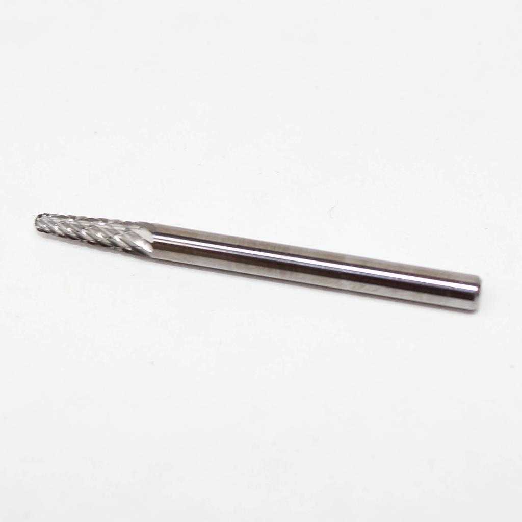Hardmetalen stiftfrees, kegelvorm bolvormig uiteinde (E41), schacht 3 mm, blad 3 mm, lengte 38 mm, IMPA 632541