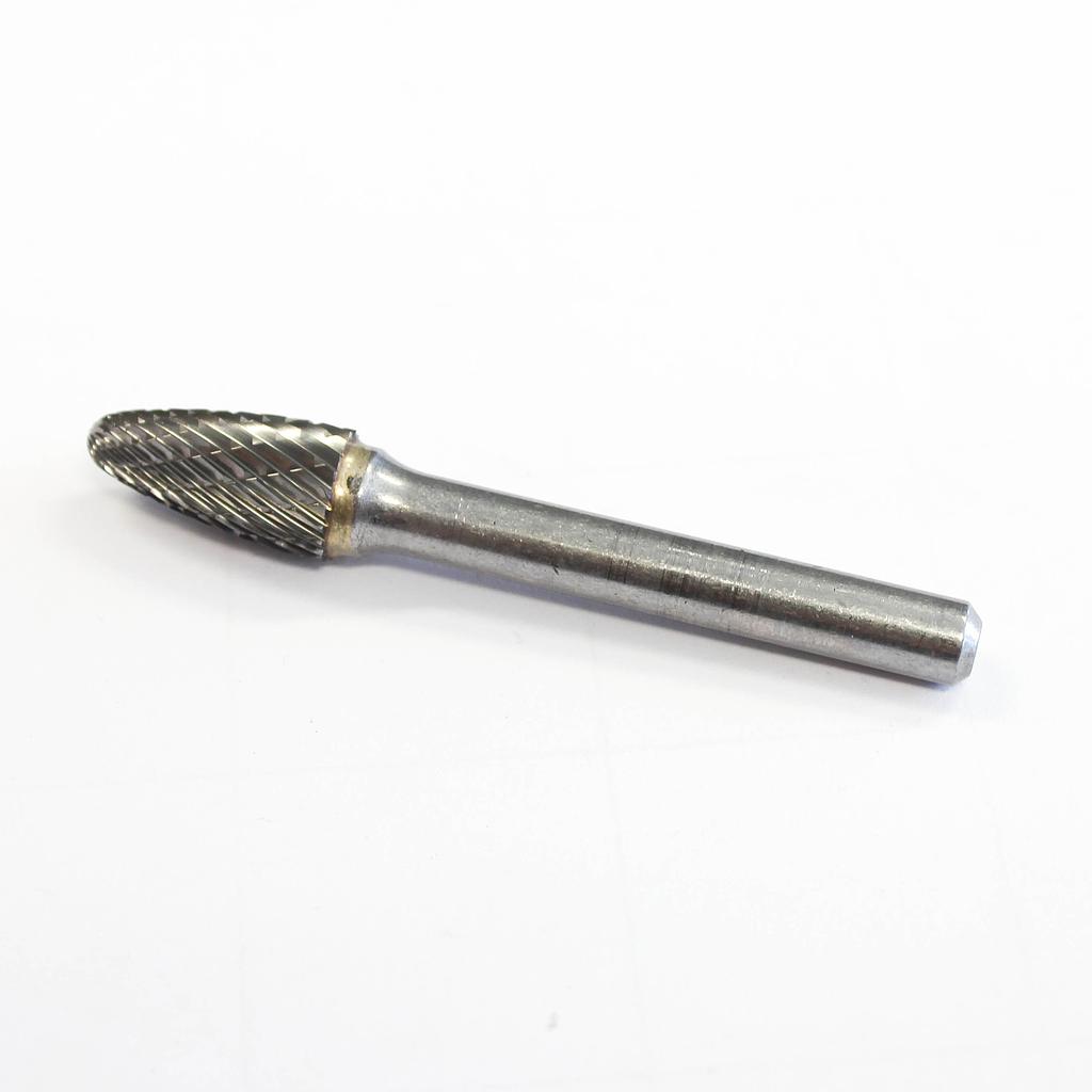 Hardmetalen stiftfrees, kegelvorm bolvormig uiteinde (E45), schacht 6 mm, blad 9,5 mm, lengte 74 mm, IMPA 632545