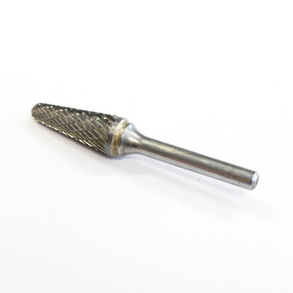 Carbide rotary bur, cone shape radius end (E47), shank 6 mm, blade 12.7mm, length 76 mm, IMPA 632547
