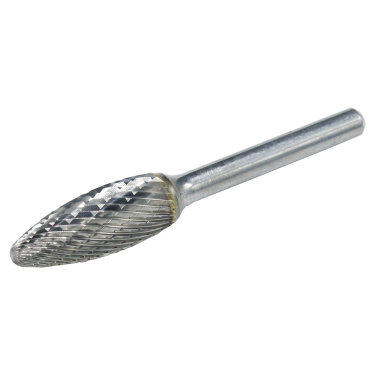 Carbide rotary bur, flame shape end (G58), shank 6 mm, blade 12.7 mm, length 77 mm, IMPA 632558