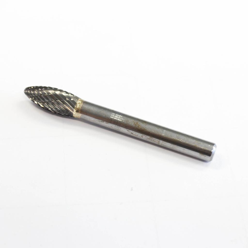 Carbide rotary bur, flame shape (G56), shank 6 mm, blade 8 mm, length 63 mm, IMPA 632556