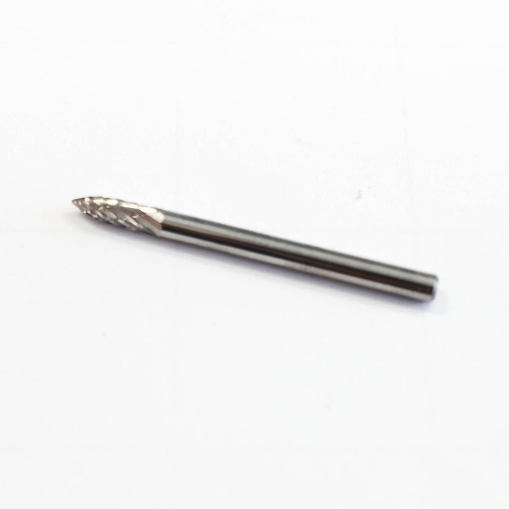 Carbide rotary bur, tree shape pointed end (F51), shank 3 mm, blade 3mm, length 38 mm, IMPA 632551