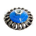 [4316] Conical Wheel Brush, knot type (plaited), Diameter 100 mm, M14 thread, steel, IMPA 592076