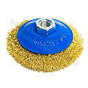 Conical Wheel Brush, standard type (crimped), steel, 100 mm dia, M14 thread