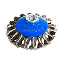 Conical Wheel Brush, knot type (plaited), Diameter 100 mm, M14 thread, stainless steel, IMPA 592077