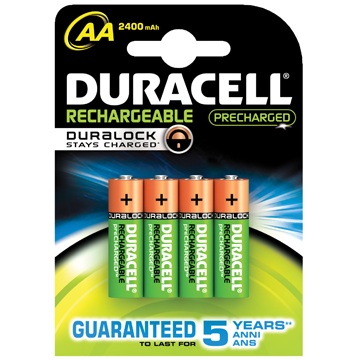 Duracell DX1500 - AA oplaadbare NiMh batterij, 2400 mAh, set = 4 stuks, IMPA 792456