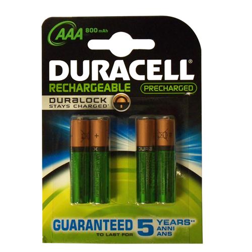 Duracell DX2400 - AAA oplaadbare NiMh batterij, 800 mAh, set = 4 stuks