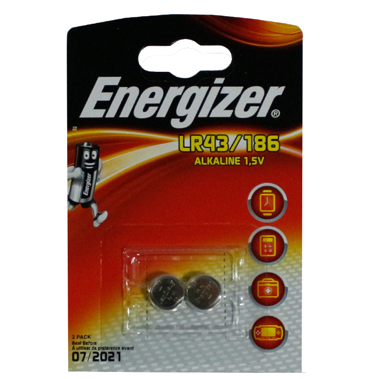 Energizer micro alkaline batterijen LR43 1.5V (Set is 2 Stuks), IMPA 792437
