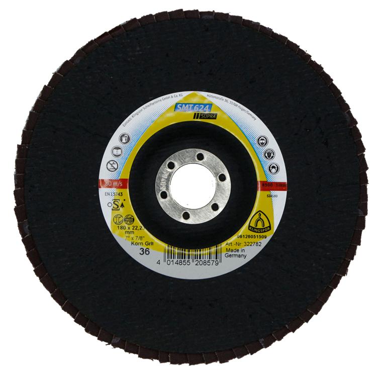 Klingspor Lamellenschijf, 180 x 22,5 mm, K36, voor staal en RVS