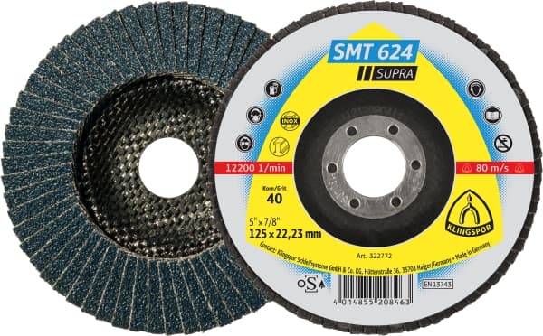 Klingspor Flapdisc / mopdisc, 180 x 22,5 mm, K80, for steel and stainless steel