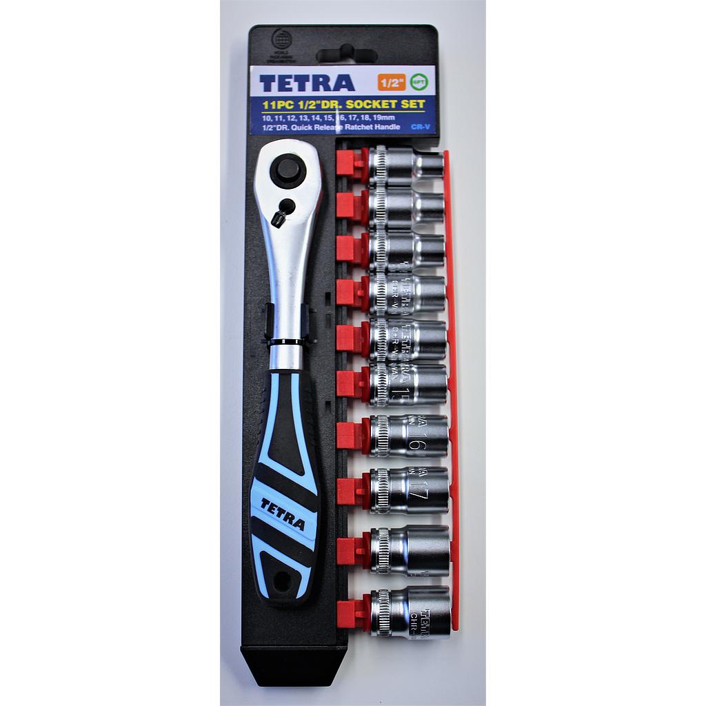 TETRA Dopsleutelset 1/2" 11-delig,  10, 11, 12, 13, 14, 15, 16, 17, 19, 22 mm, IMPA 610129