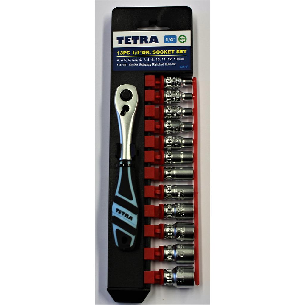 TETRA Dopsleutelset 1/4" 13-delig, 4, 4.5, 5, 5.5, 6, 7, 8, 9 ,10, 11, 12, 13 mm, IMPA 610107