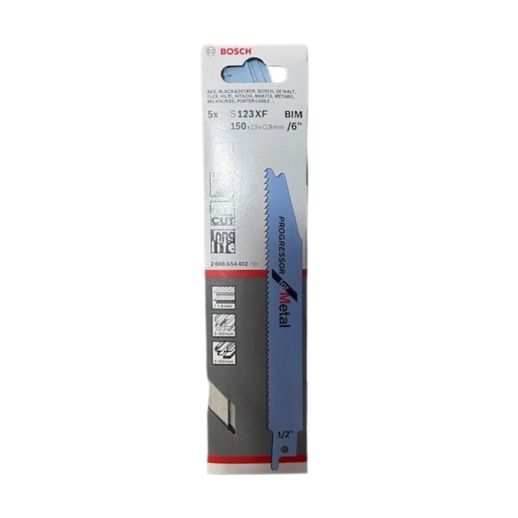 Reciprocating sawblade HHS Bi-metal 150 mm, 14TPI, Bosch S123XF (for Tetra AS-300 en Bosch), pack 5 pieces