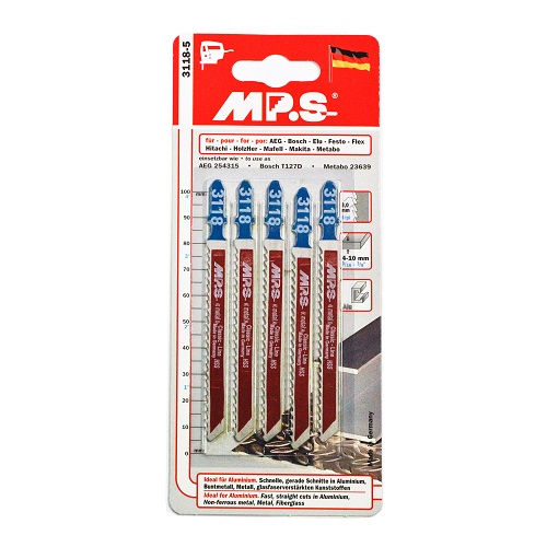 Spare Blade for Electric Jig Saw, Type No 5, for Plastic, Thin Steel, Aluminium, Hard Board, set = 5pcs, IMPA 591177