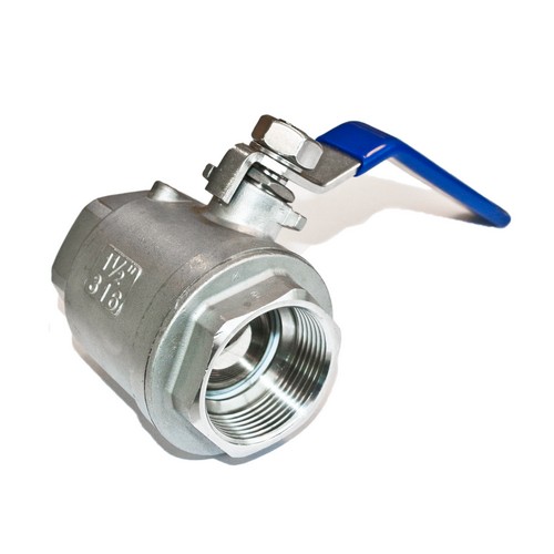 TETRA Kogelkraan, Diameter 1-1/2", Volle doorlaat, Roestvrij staal 316, BSP Vrouwelijk draad, IMPA 752417