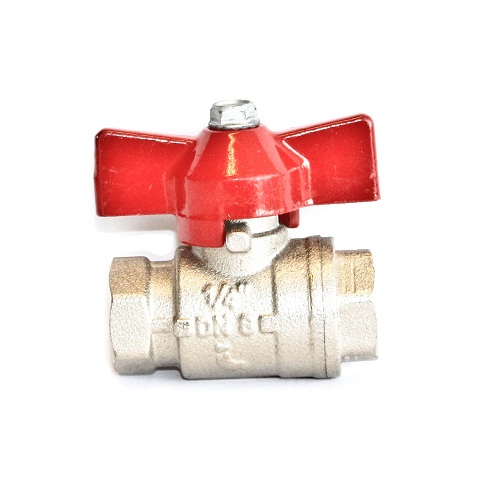 TETRA Ball valves, Diameter 1/4", Reduced bore, Nickle plated brass, With butterfly handle, BSP Female Thread, IMPA 756601