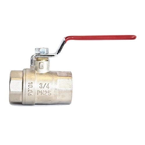 TETRA Ball valves, Diameter 3/4", Reduced bore, Nickle plated brass, With long red handle, BSP Female Thread, IMPA 756604