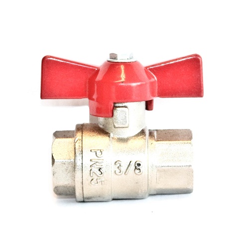 TETRA Kogelkraan, Diameter 3/8", Gereduceerde doorlaat, Vernikkeld messing, BSP vrouwelijk draad, IMPA 756602