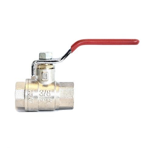 TETRA Kogelkraan, Diameter 3/8", Gereduceerde doorlaat, Vernikkeld messing, BSP vrouwelijk draad, IMPA 756602