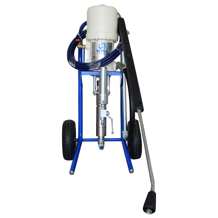 TETRA HP-10, Pneumatische Waspomp op kar, RVS, drukverhouding 10:1, incl, 10 m hogedrukslang en spuitlans, IMPA 590881