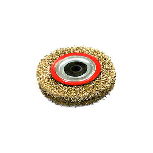 Wire Wheel Brush, standard/crimped, steel, 75 mm dia, 3/8" (10 mm) arbor, steel, IMPA 510771