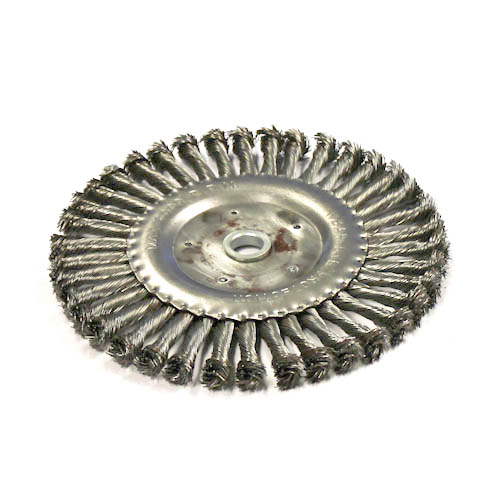 Wire Wheel Brush, plaited/knot type, steel, 200 x 15 mm, 5/8" (16 mm) arbor, steel
