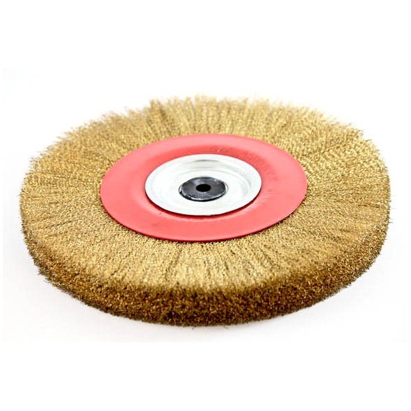 Wire Wheel Brush, standard/crimped, 300 x 24 mm, 1-1/4" (32 mm) arbor, with adaptors for smaller holes, steel, IMPA 510777