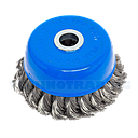 Wire Cup Brush, plaited/knot type, 100 mm dia, 5/8" (16 mm) arbor, steel, IMPA 510767