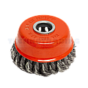 Wire Cup Brush, plaited/knot type, 100 mm dia, 7/8" (22 mm) arbor, stainless steel